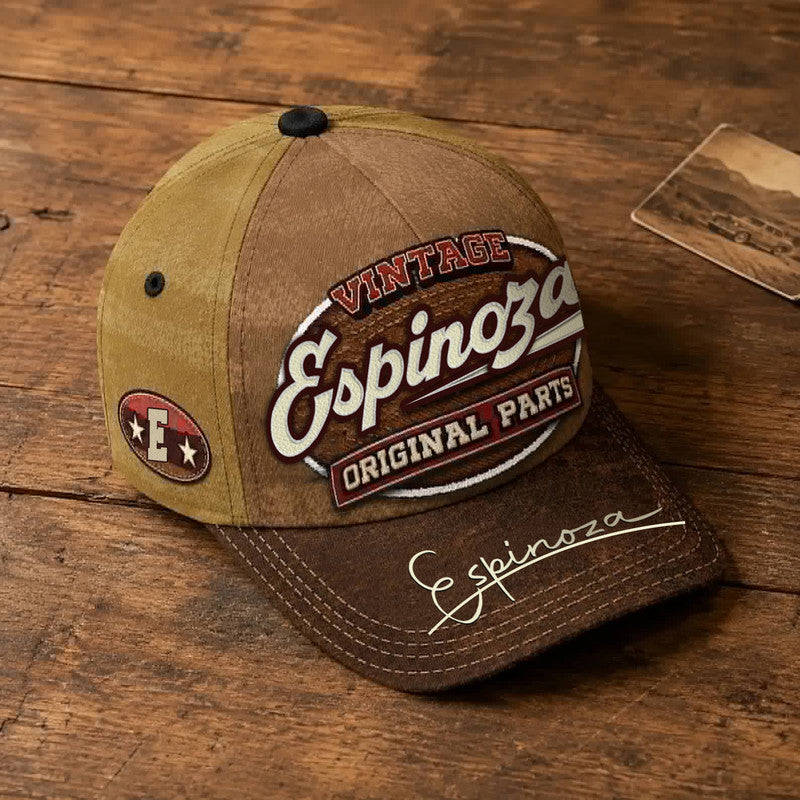 ESPINOZA TC02 HH79  Personalized Name Baseball Cap, Vintage Retro Hat, Custom Gift for Him & Her