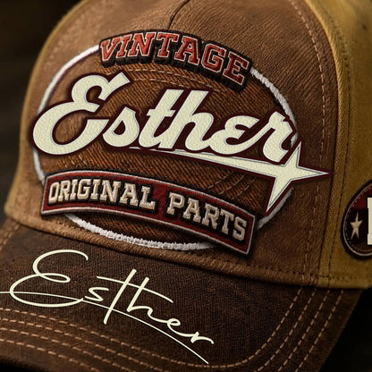ESTHER TC02 HH79  Personalized Name Baseball Cap, Vintage Retro Hat, Custom Gift for Him & Her