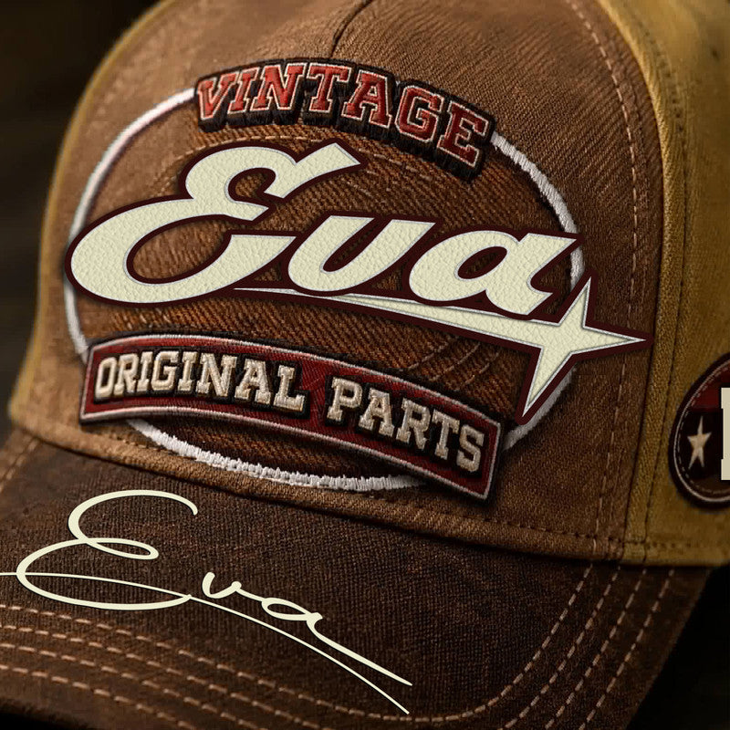 EVA TC02 HH79  Personalized Name Baseball Cap, Vintage Retro Hat, Custom Gift for Him & Her
