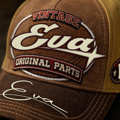 EVA TC02 HH79  Personalized Name Baseball Cap, Vintage Retro Hat, Custom Gift for Him & Her