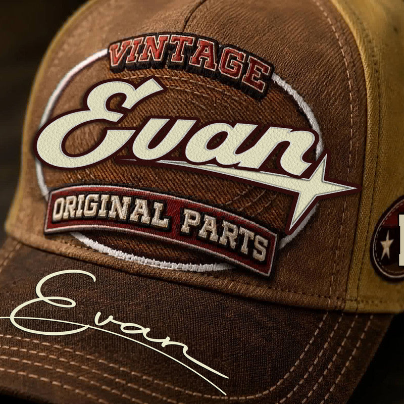 EVAN TC02 HH79  Personalized Name Baseball Cap, Vintage Retro Hat, Custom Gift for Him & Her