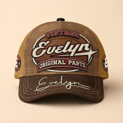 EVELYN TC02 HH79  Personalized Name Baseball Cap, Vintage Retro Hat, Custom Gift for Him & Her