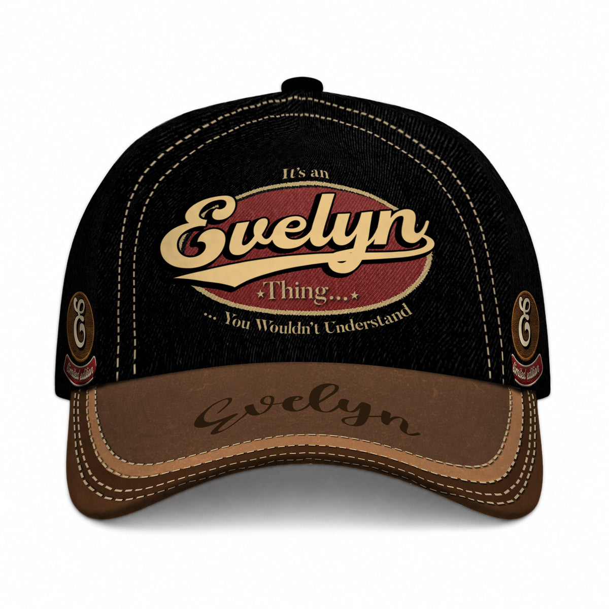 EVELYN  TC06 HH79 Personalized Distressed Baseball Cap, Custom Retro Trucker Hat, Statement Dad Cap