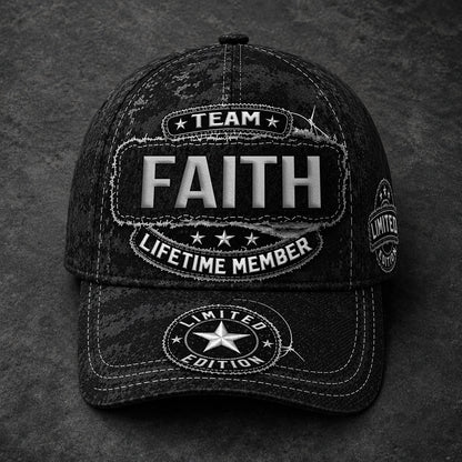 FAITH TC03 HH79  Personalized Black Camo Baseball Cap, Custom Name Family Hat