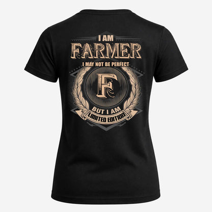 FARMER 2K-101–Personalized Name Quote Apparel “I Am NAME May Not Be Perfect But I Am Limited Edition”