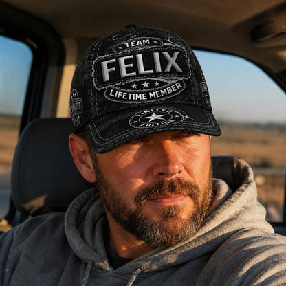 FELICIA TC03 HH79  Personalized Black Camo Baseball Cap, Custom Name Family Hat