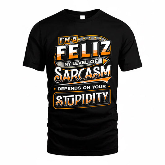 FELIZ TT88-K6-229 – Personalized Funny Sarcasm Apparel "My Level Of Sarcasm Depends On Your Stupidity"