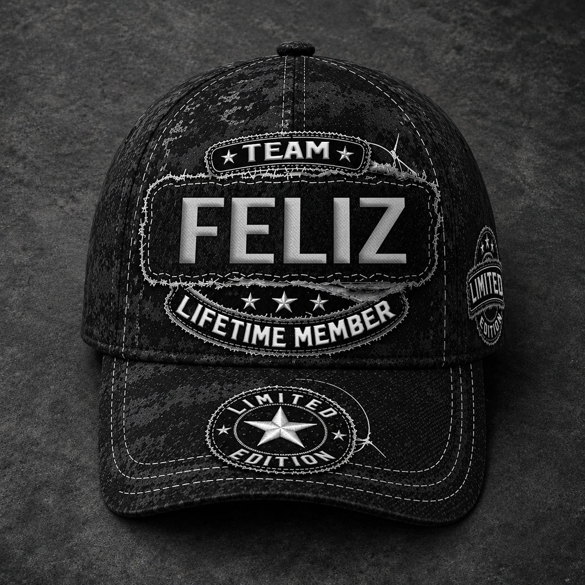FELIZ TC03 HH79  Personalized Black Camo Baseball Cap, Custom Name Family Hat