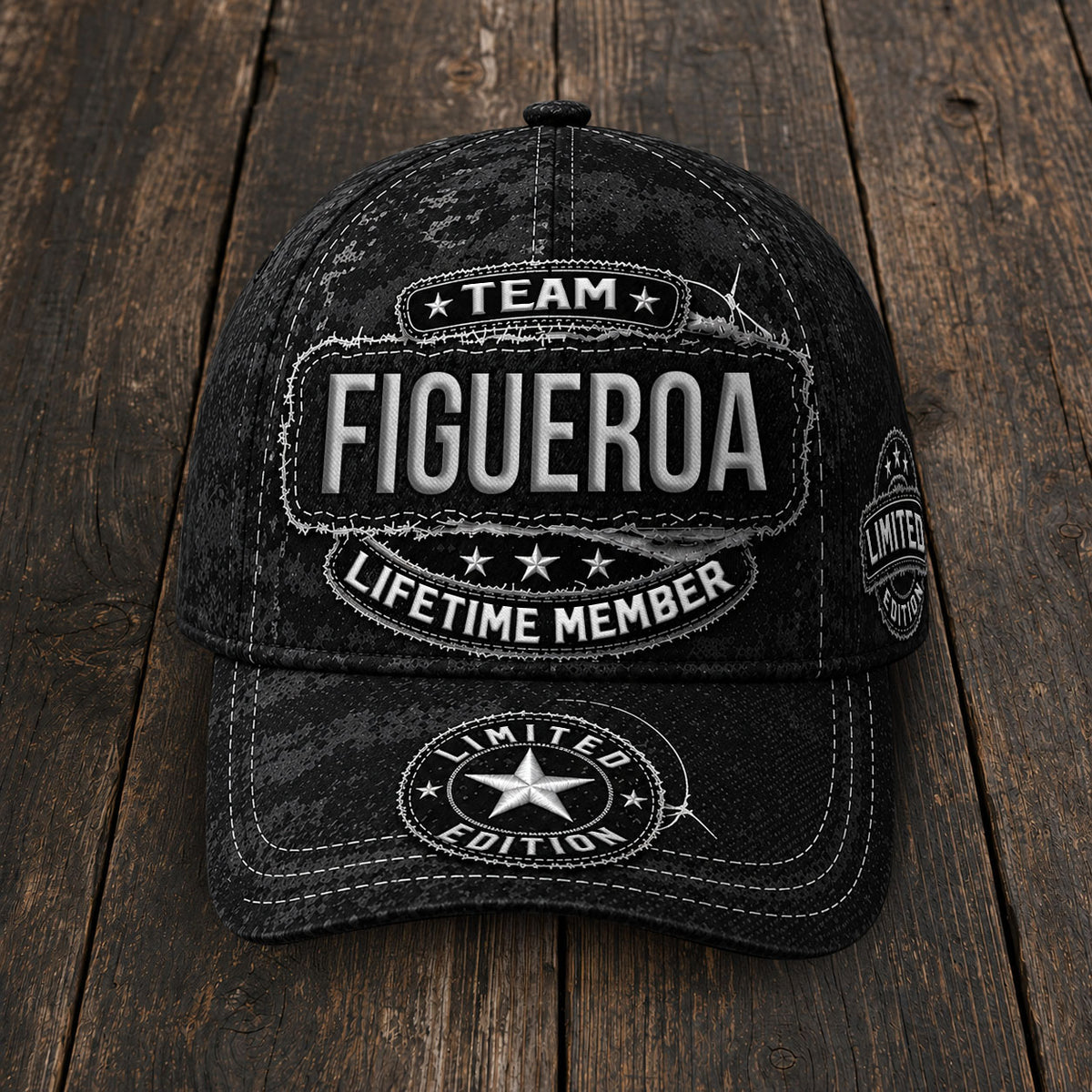 FIGUEROA TC03 HH79  Personalized Black Camo Baseball Cap, Custom Name Family Hat