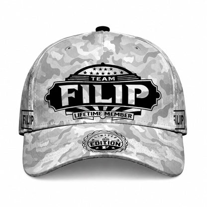 FILIP TC01 HH79 Team Your Name Hat, Personalized Camo Baseball Cap, Custom Family Gift, Gift for Him Her