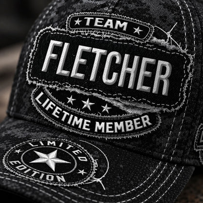 FLETCHER TC03 HH79  Personalized Black Camo Baseball Cap, Custom Name Family Hat