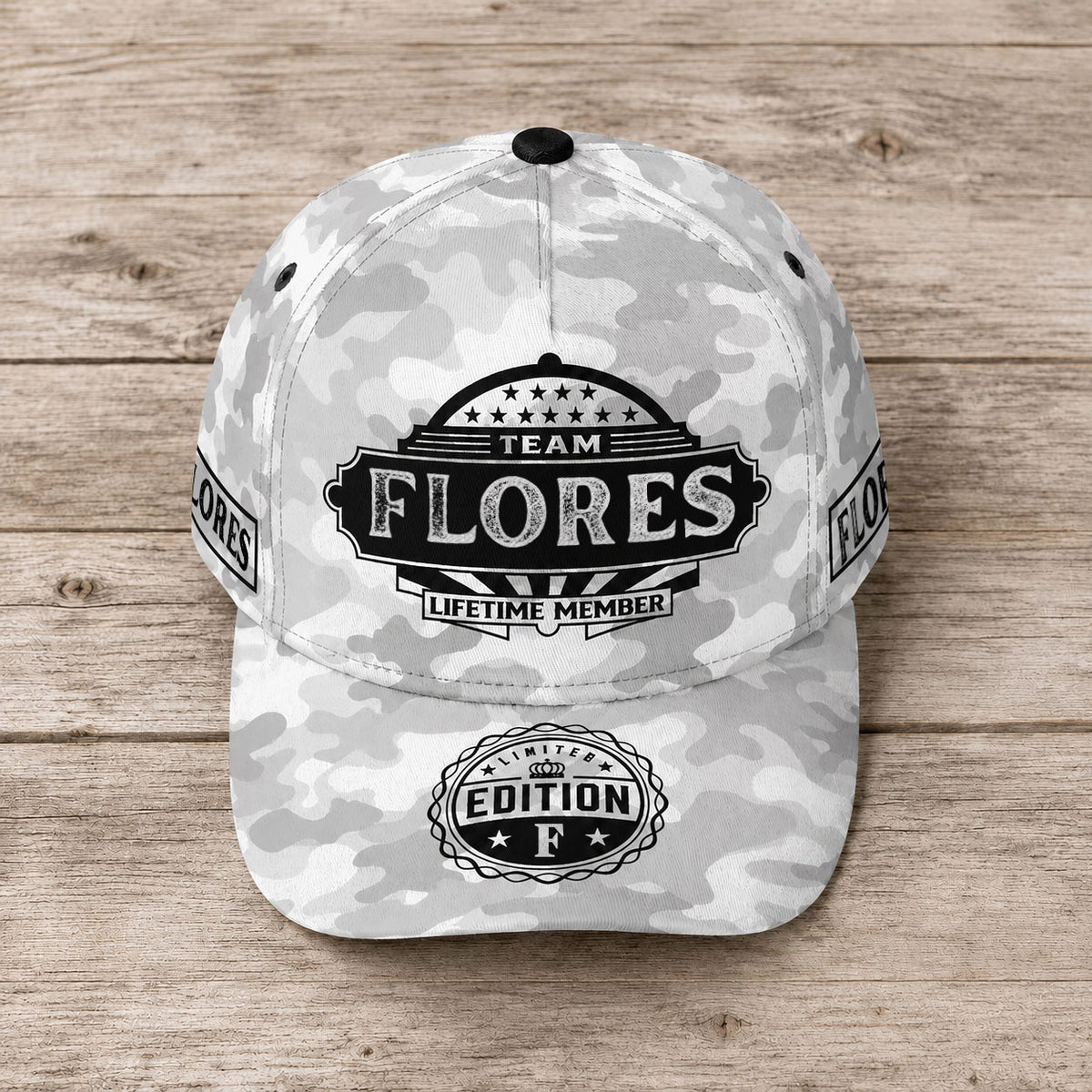 FLORES TC01 HH79 Team Your Name Hat, Personalized Camo Baseball Cap, Custom Family Gift, Gift for Him Her