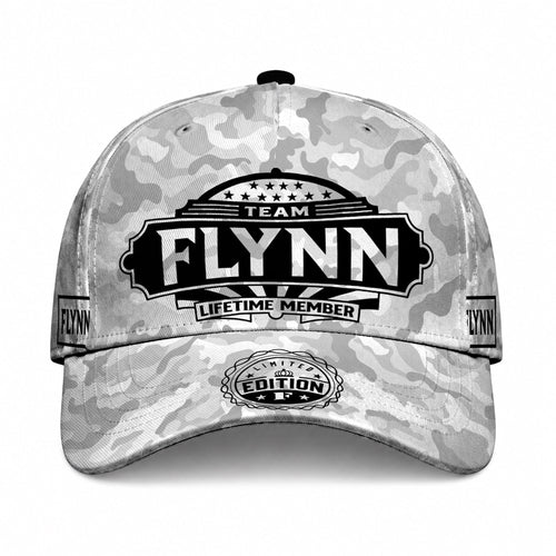 FLYNN TC01 HH79 Team Your Name Hat, Personalized Camo Baseball Cap, Custom Family Gift, Gift for Him Her