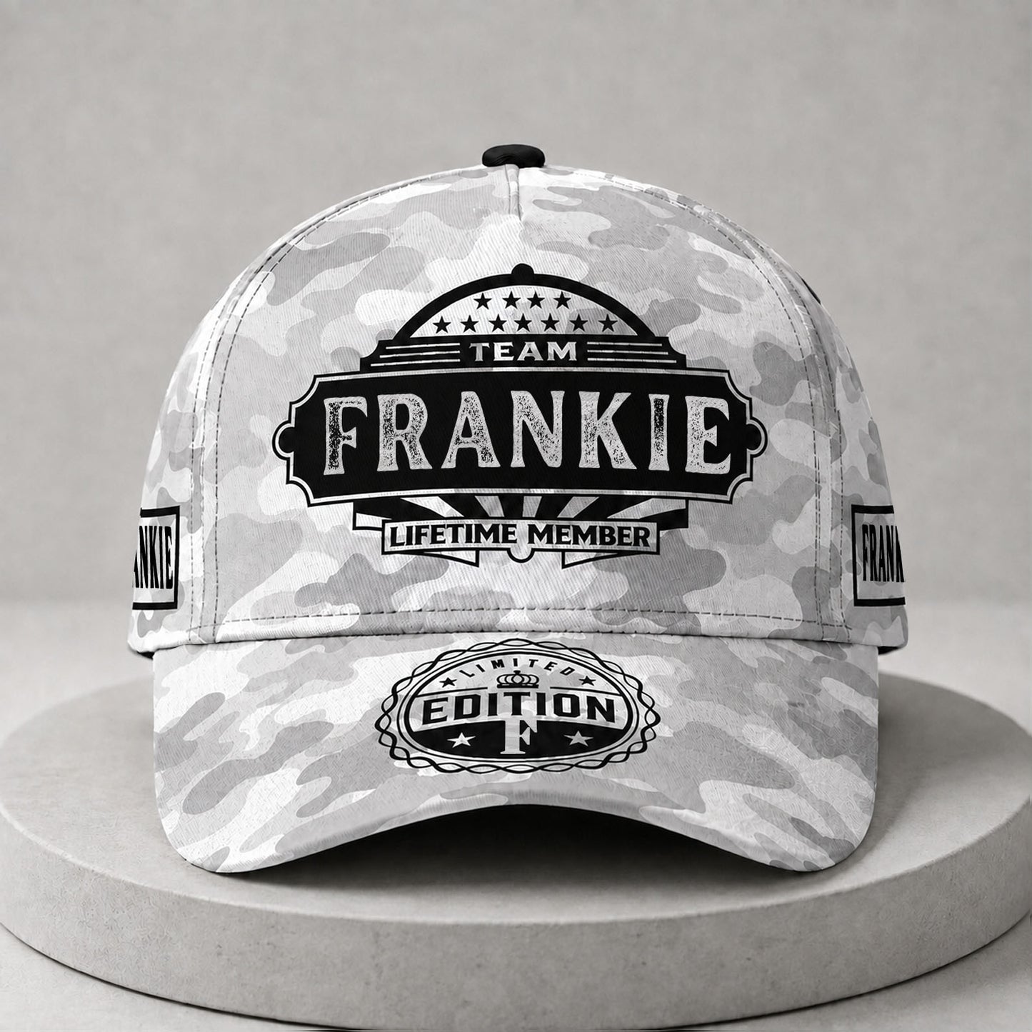 FRANKIE TC01 HH79 Team Your Name Hat, Personalized Camo Baseball Cap, Custom Family Gift, Gift for Him Her