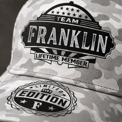 FRANKLIN TC01 HH79 Team Your Name Hat, Personalized Camo Baseball Cap, Custom Family Gift, Gift for Him Her