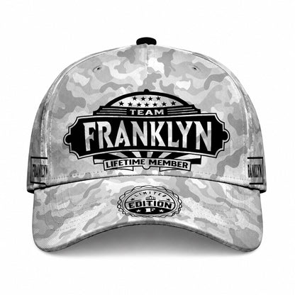 FRANKLYN TC01 HH79 Team Your Name Hat, Personalized Camo Baseball Cap, Custom Family Gift, Gift for Him Her
