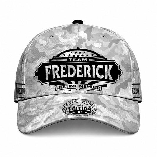 FREDERICK TC01 HH79 Team Your Name Hat, Personalized Camo Baseball Cap, Custom Family Gift, Gift for Him Her