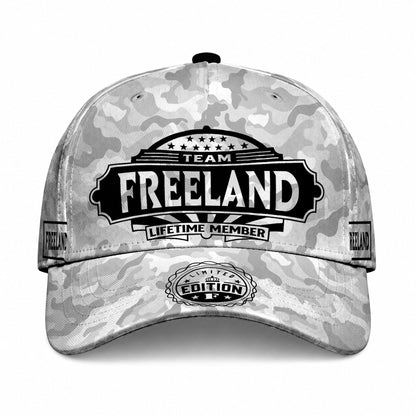 FREELAND TC01 HH79 Team Your Name Hat, Personalized Camo Baseball Cap, Custom Family Gift, Gift for Him Her