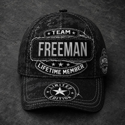 FREEMAN TC03 HH79  Personalized Black Camo Baseball Cap, Custom Name Family Hat