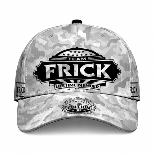 FRICK TC01 HH79 Team Your Name Hat, Personalized Camo Baseball Cap, Custom Family Gift, Gift for Him Her