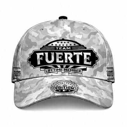 FUERTE TC01 HH79 Team Your Name Hat, Personalized Camo Baseball Cap, Custom Family Gift, Gift for Him Her