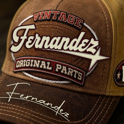 FERNANDEZ TC02 HH79  Personalized Name Baseball Cap, Vintage Retro Hat, Custom Gift for Him & Her