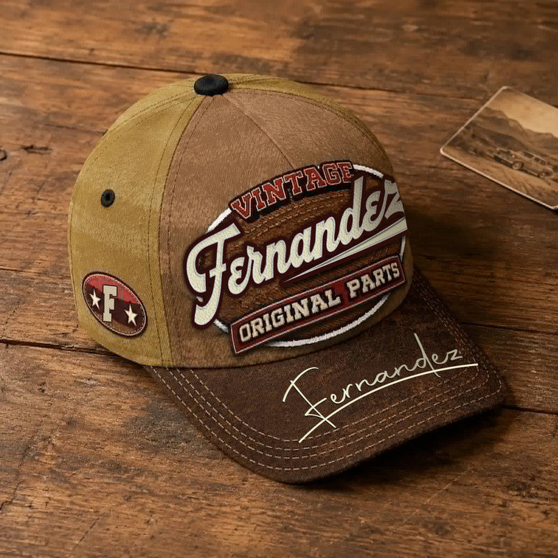 FERNANDEZ TC02 HH79  Personalized Name Baseball Cap, Vintage Retro Hat, Custom Gift for Him & Her
