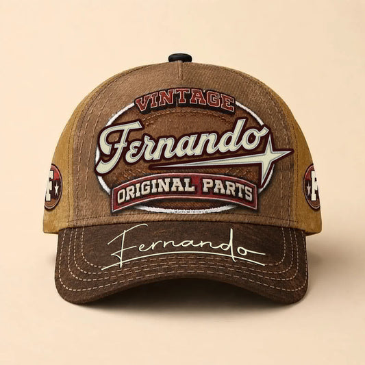FERNANDO TC02 HH79  Personalized Name Baseball Cap, Vintage Retro Hat, Custom Gift for Him & Her