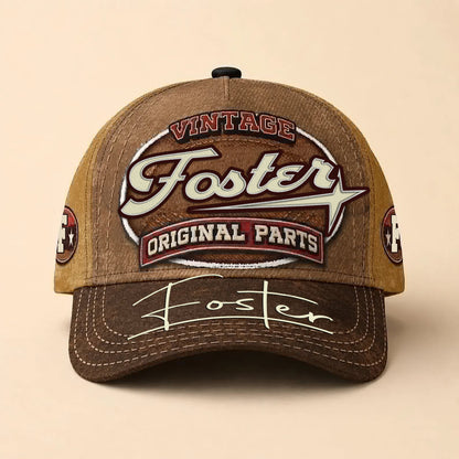 FOSTER TC02 HH79  Personalized Name Baseball Cap, Vintage Retro Hat, Custom Gift for Him & Her