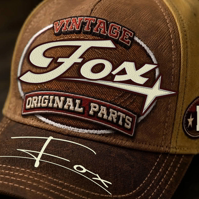 FOX TC02 HH79  Personalized Name Baseball Cap, Vintage Retro Hat, Custom Gift for Him & Her