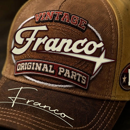 FRANCO TC02 HH79  Personalized Name Baseball Cap, Vintage Retro Hat, Custom Gift for Him & Her