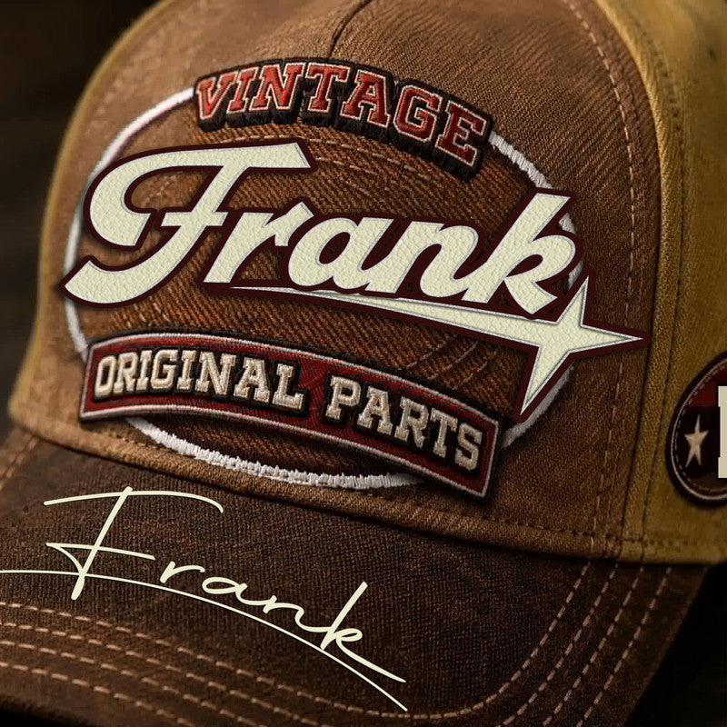 FRANK TC02 HH79  Personalized Name Baseball Cap, Vintage Retro Hat, Custom Gift for Him & Her