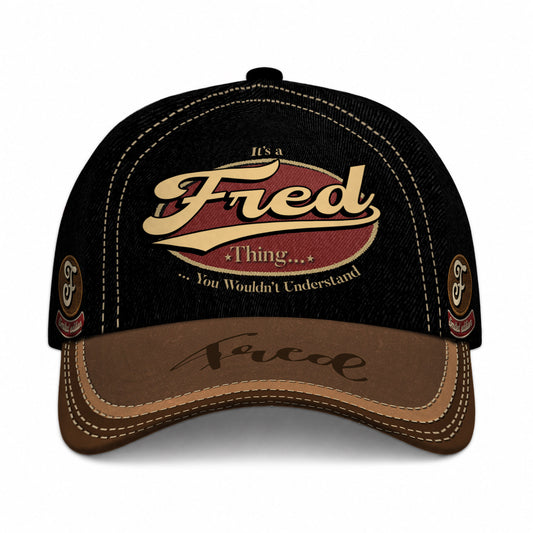 FRED  TC06 HH79 Personalized Distressed Baseball Cap, Custom Retro Trucker Hat, Statement Dad Cap