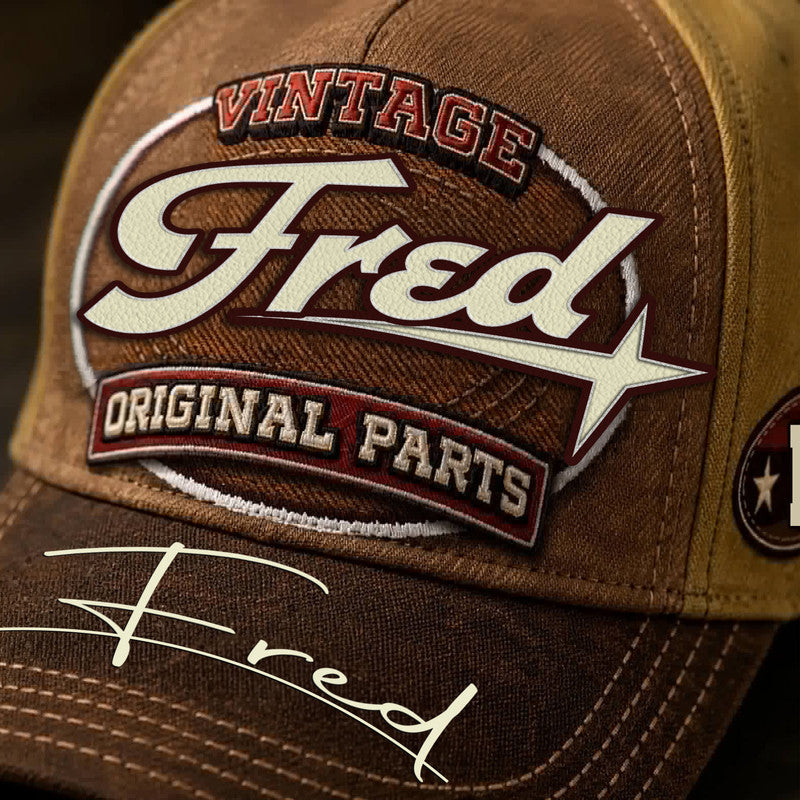 FRED TC02 HH79  Personalized Name Baseball Cap, Vintage Retro Hat, Custom Gift for Him & Her