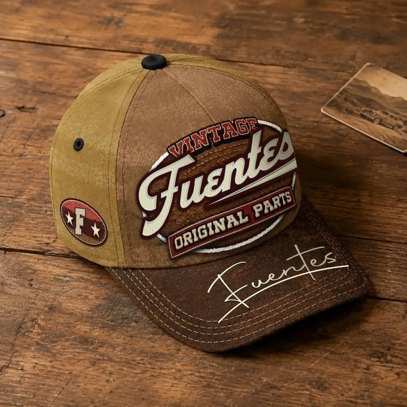FUENTES TC02 HH79  Personalized Name Baseball Cap, Vintage Retro Hat, Custom Gift for Him & Her