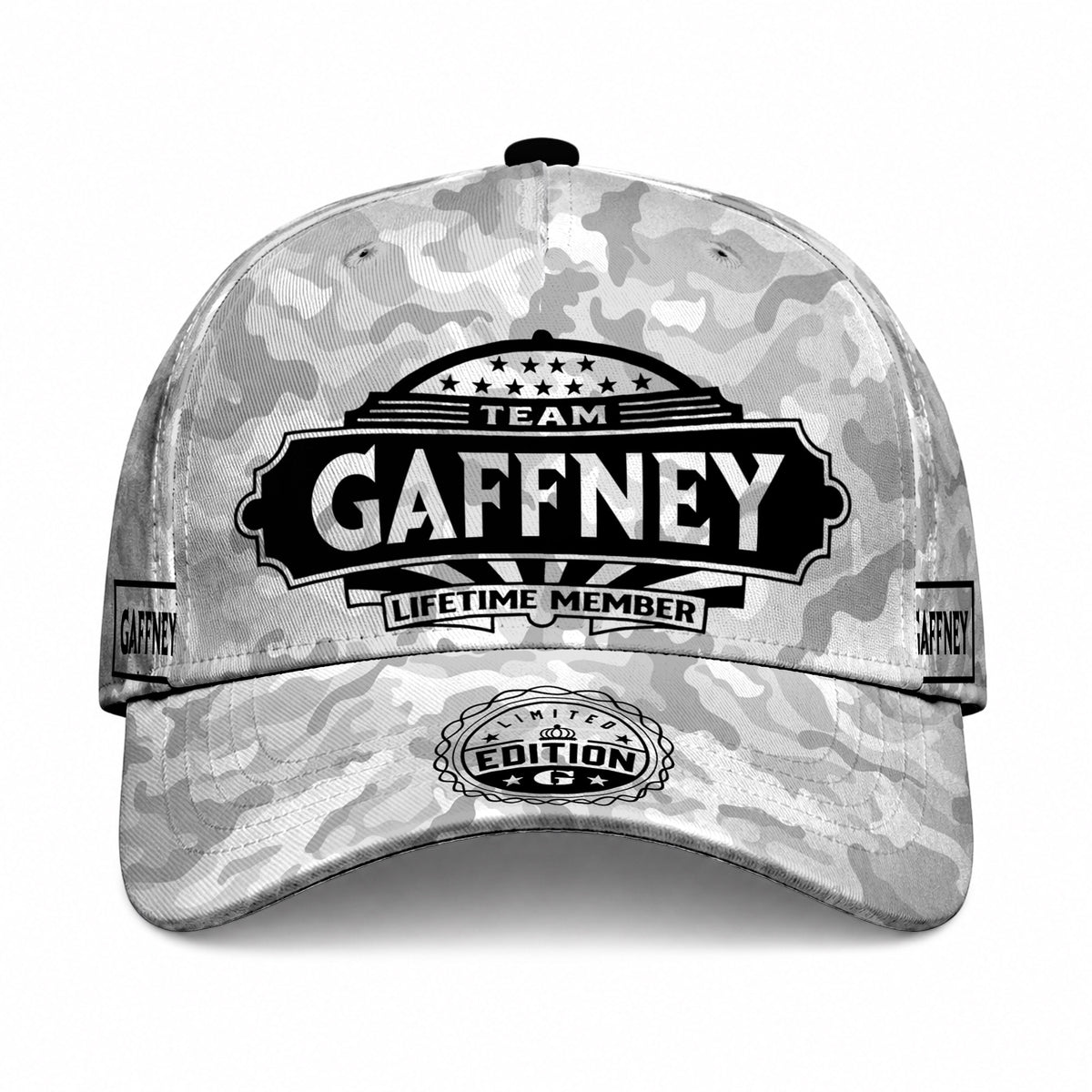 GAFFNEY TC01 HH79 Team Your Name Hat, Personalized Camo Baseball Cap, Custom Family Gift, Gift for Him Her