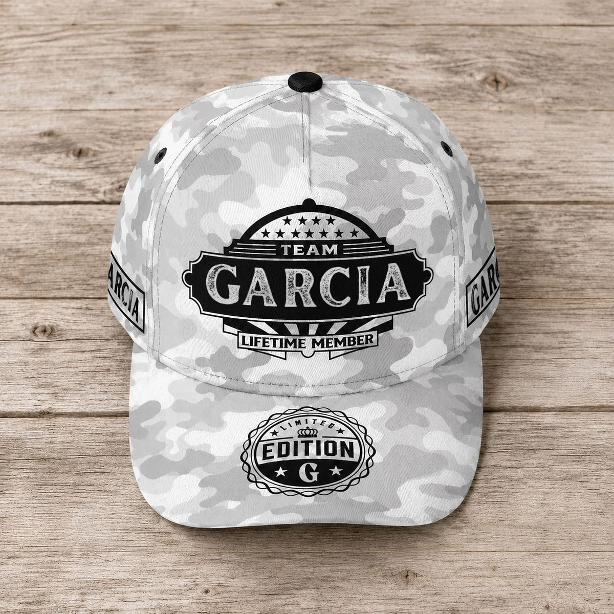 GARCIA TC01 HH79 Team Your Name Hat, Personalized Camo Baseball Cap, Custom Family Gift, Gift for Him Her