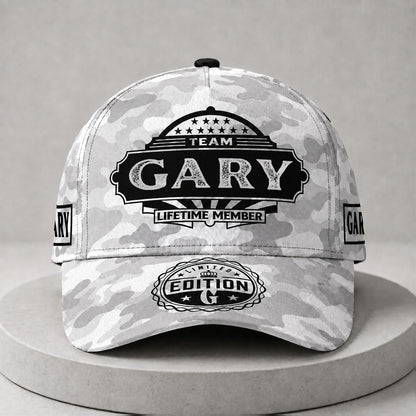 GARY TC01 HH79 Team Your Name Hat, Personalized Camo Baseball Cap, Custom Family Gift, Gift for Him Her
