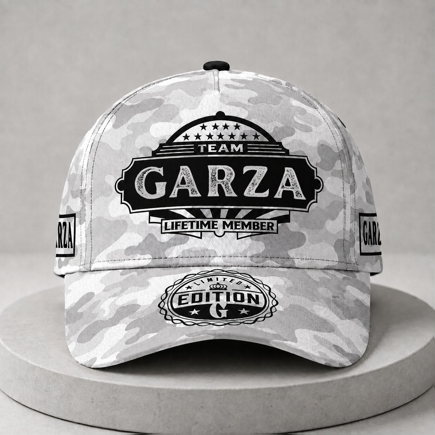 GARZA TC01 HH79 Team Your Name Hat, Personalized Camo Baseball Cap, Custom Family Gift, Gift for Him Her