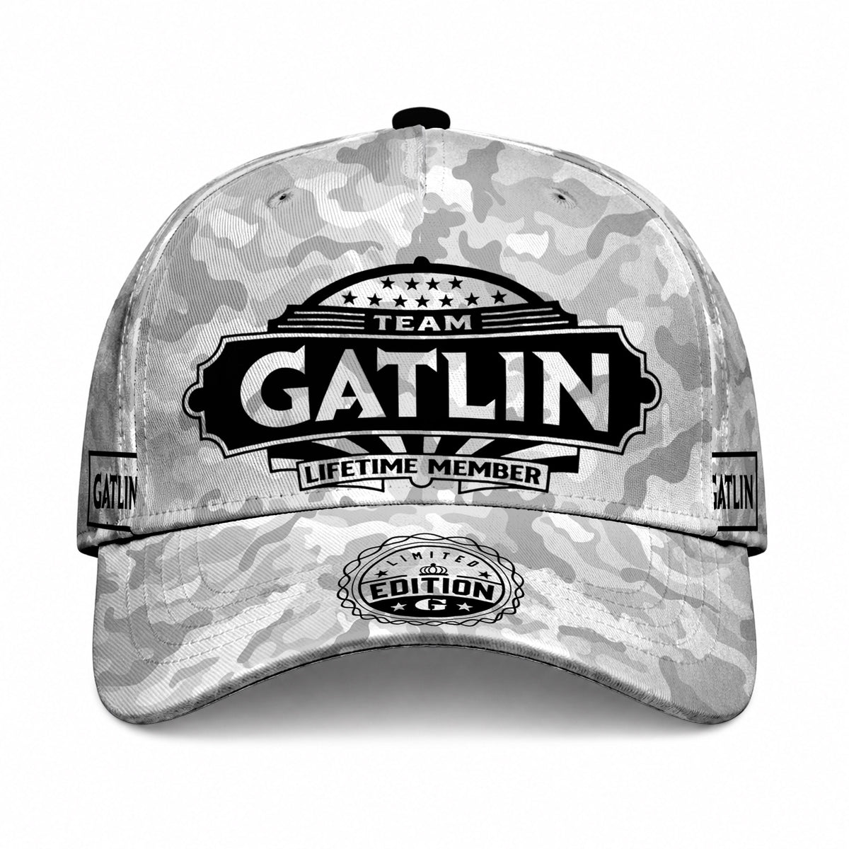 GATLIN TC01 HH79 Team Your Name Hat, Personalized Camo Baseball Cap, Custom Family Gift, Gift for Him Her
