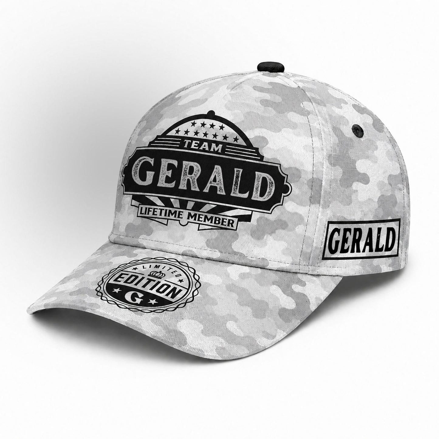 GERALD TC01 HH79 Team Your Name Hat, Personalized Camo Baseball Cap, Custom Family Gift, Gift for Him Her