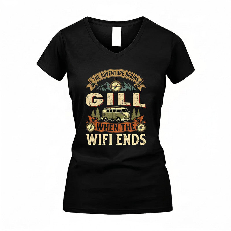 GILL TT898-K6-229 – Personalized Funny Camping Quote Apparel “The Adventure Begins When The WiFi Ends”