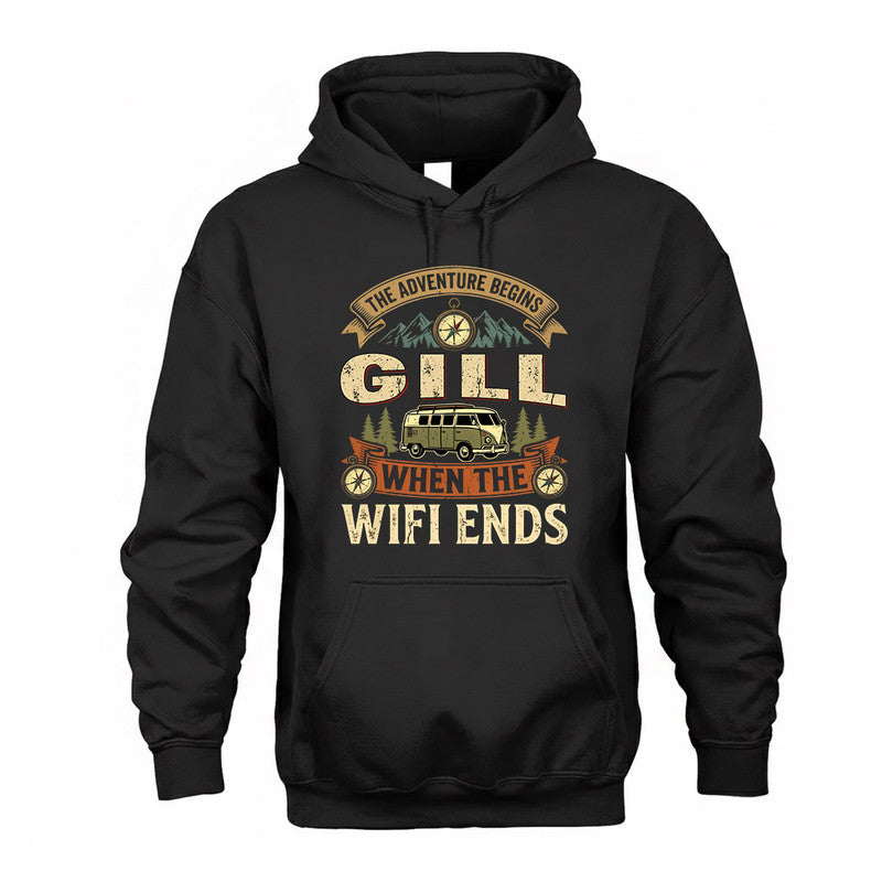 GILL TT898-K6-229 – Personalized Funny Camping Quote Apparel “The Adventure Begins When The WiFi Ends”