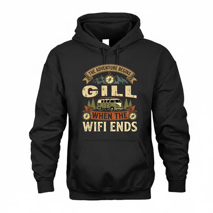 GILL TT898-K6-229 – Personalized Funny Camping Quote Apparel “The Adventure Begins When The WiFi Ends”