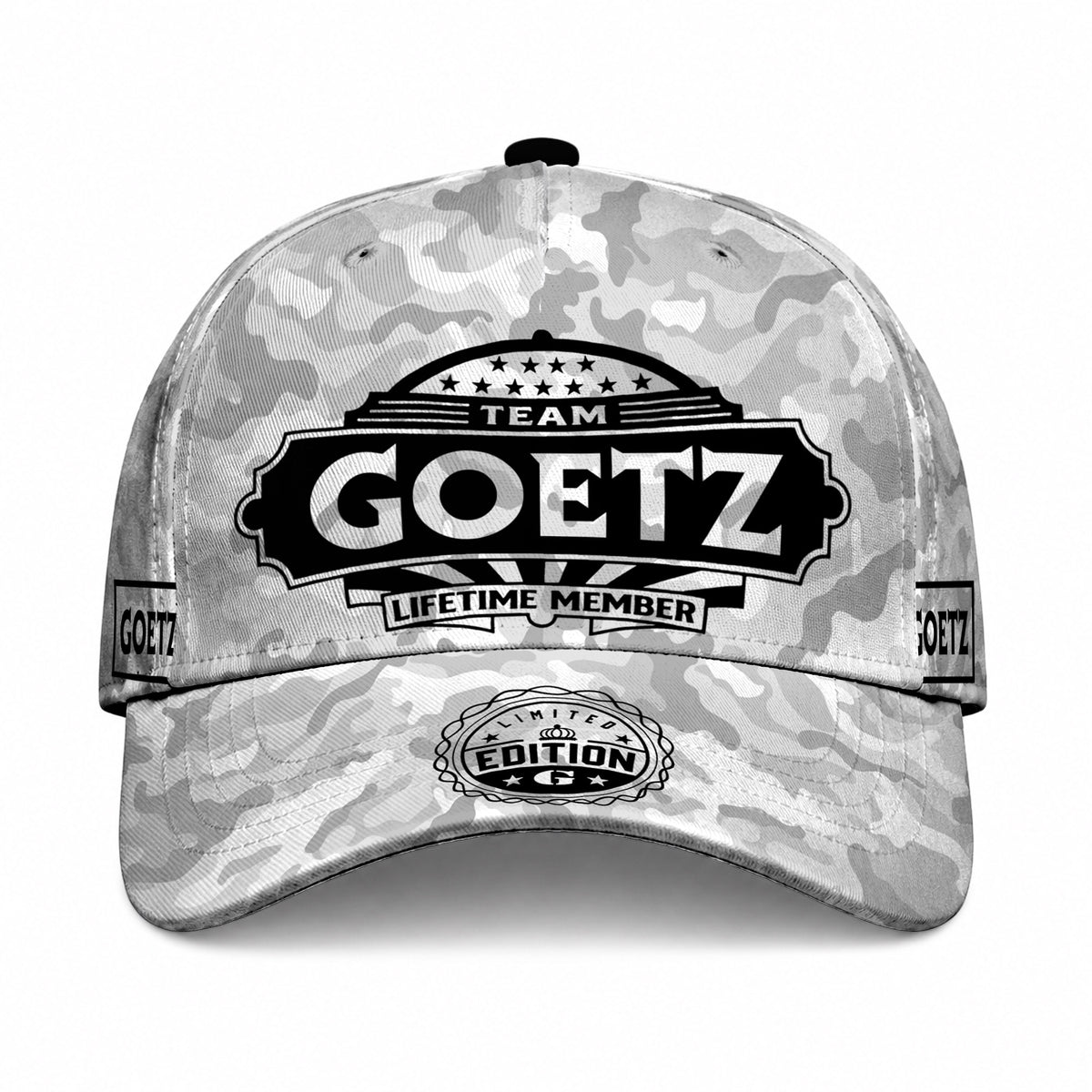 GOETZ TC01 HH79 Team Your Name Hat, Personalized Camo Baseball Cap, Custom Family Gift, Gift for Him Her