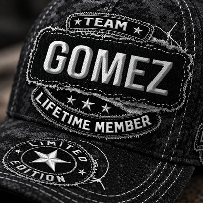 GOMEZ TC03 HH79  Personalized Black Camo Baseball Cap, Custom Name Family Hat