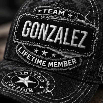 GONZALEZ TC03 HH79  Personalized Black Camo Baseball Cap, Custom Name Family Hat
