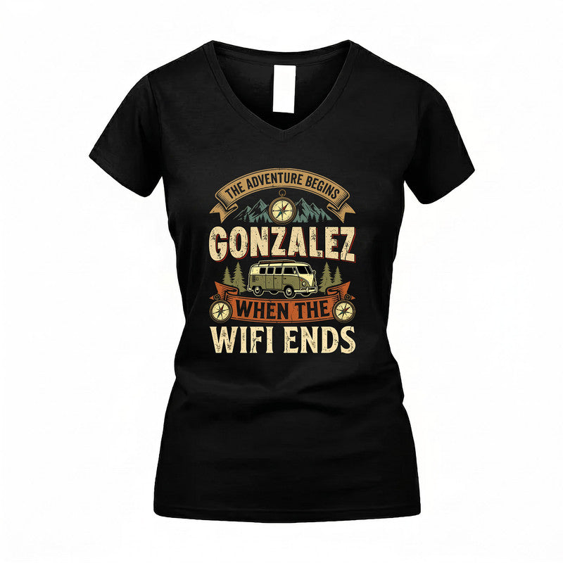 GONZALEZ TT898-K6-229 – Personalized Funny Camping Quote Apparel “The Adventure Begins When The WiFi Ends”