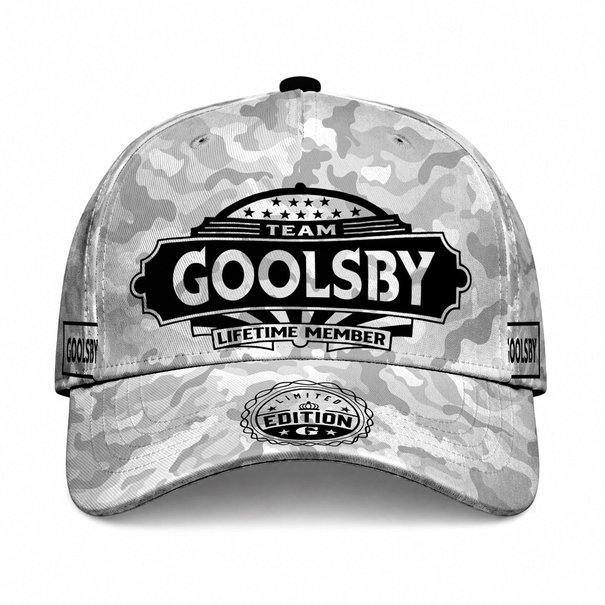 GOOLSBY TC01 HH79 Team Your Name Hat, Personalized Camo Baseball Cap, Custom Family Gift, Gift for Him Her