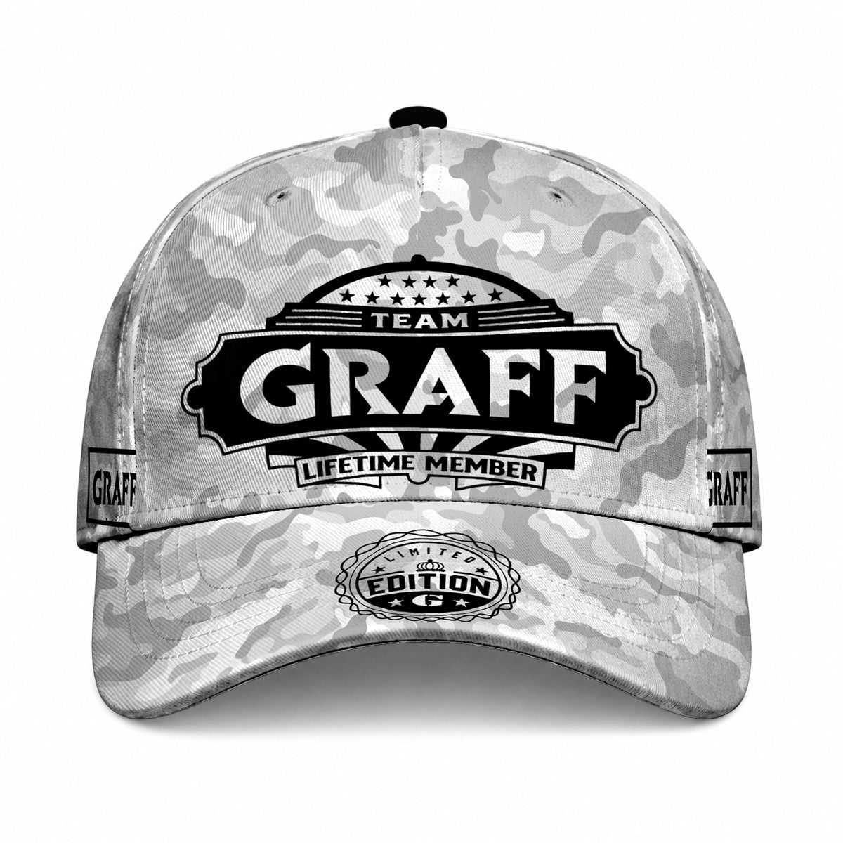 GRAFF TC01 HH79 Team Your Name Hat, Personalized Camo Baseball Cap, Custom Family Gift, Gift for Him Her